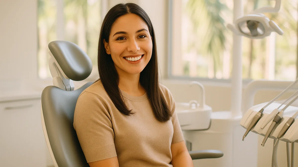 Dentist in Miami Beach, a young patient smiling at the dental office