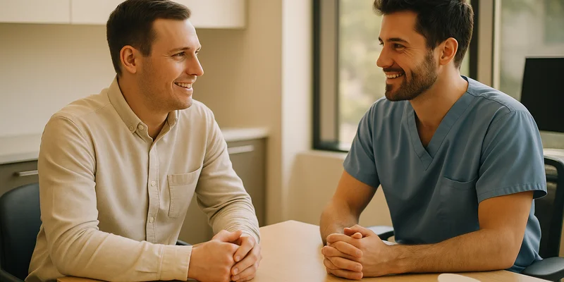 dentist miami beach, a patient talking with the dentist at a consultation