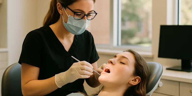 crypto-friendly dentist miami beach, a young patient receiving a routine dental cleaning